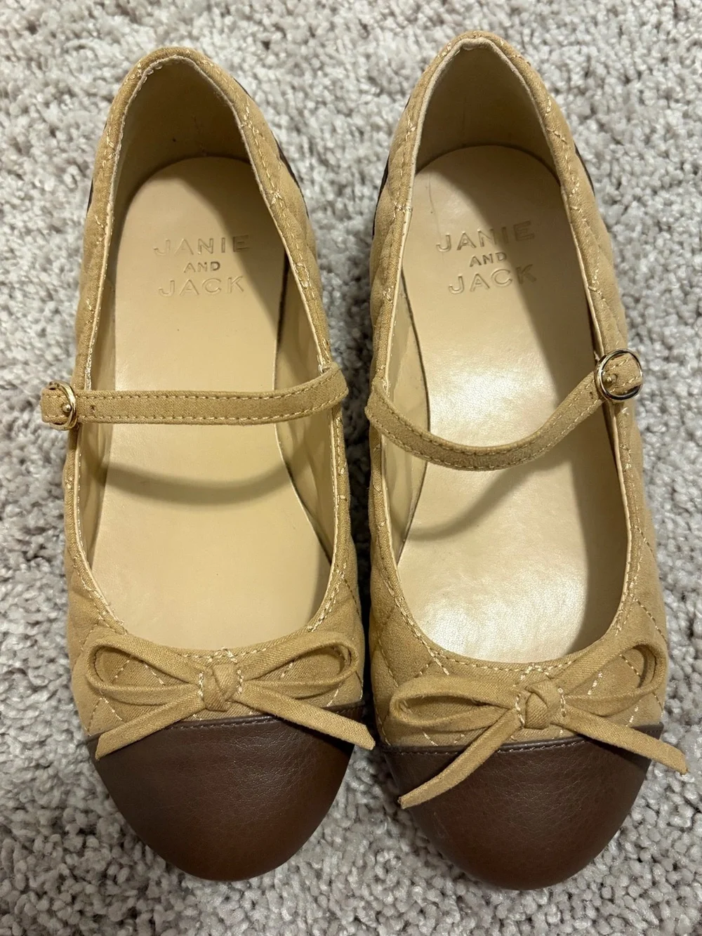 Janie and Jack Quilted Cap Toe Mary Jane Bow Ballet Flats